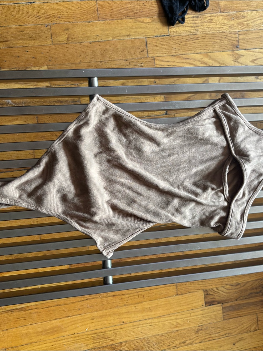 superdown Ribbed Scoop Neck Bandeau in Taupe